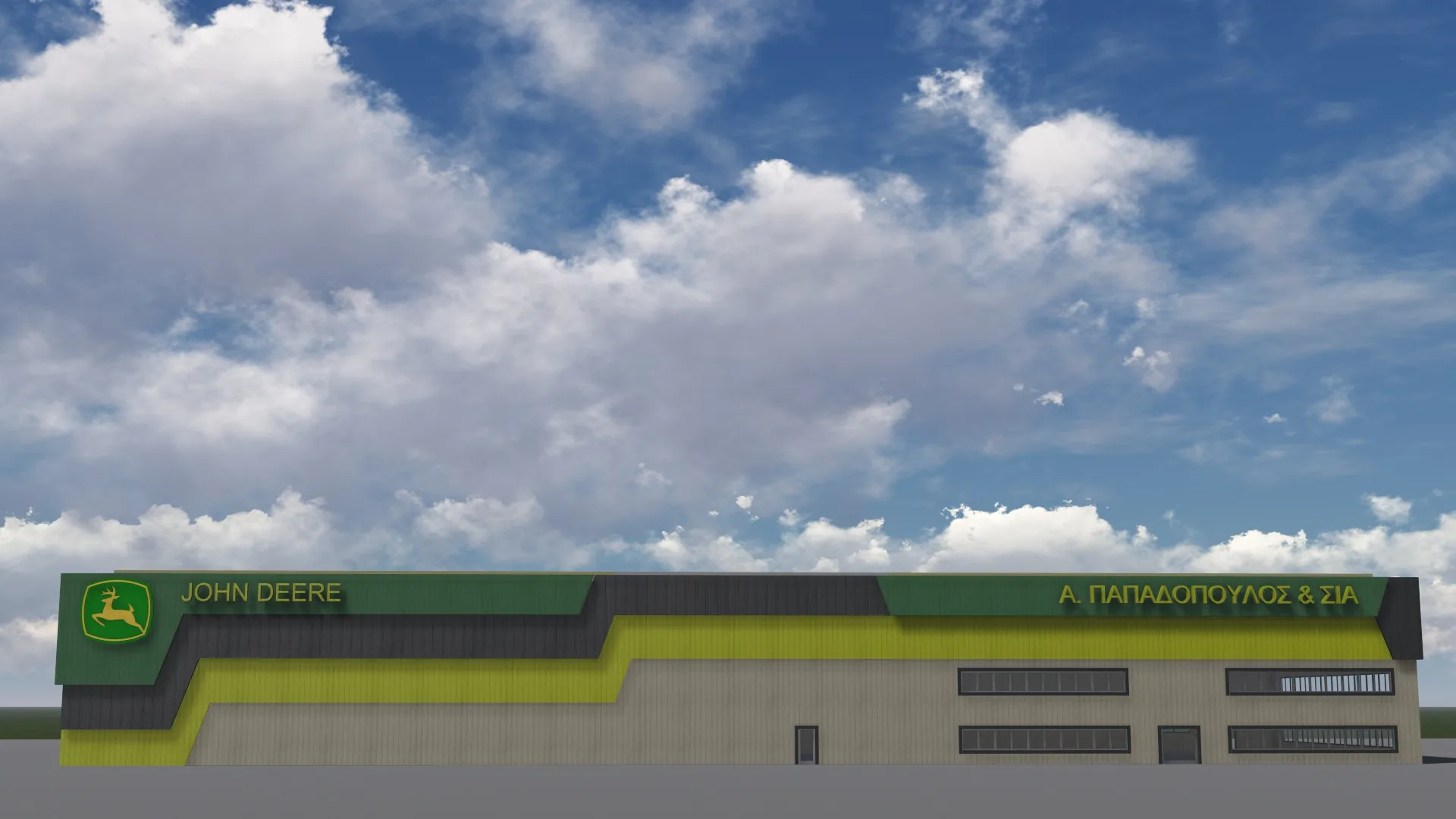 Reconstruction of John Deere exhibition facade in Alexandroupoli - Alexandroupolis, Thrace, Greece