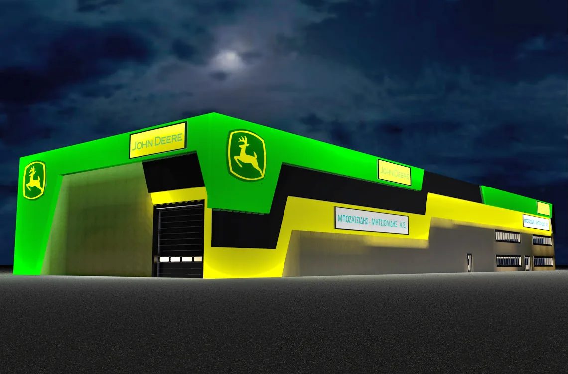 Reconstruction of John Deere exhibition facade in Alexandroupoli - Alexandroupolis, Thrace, Greece